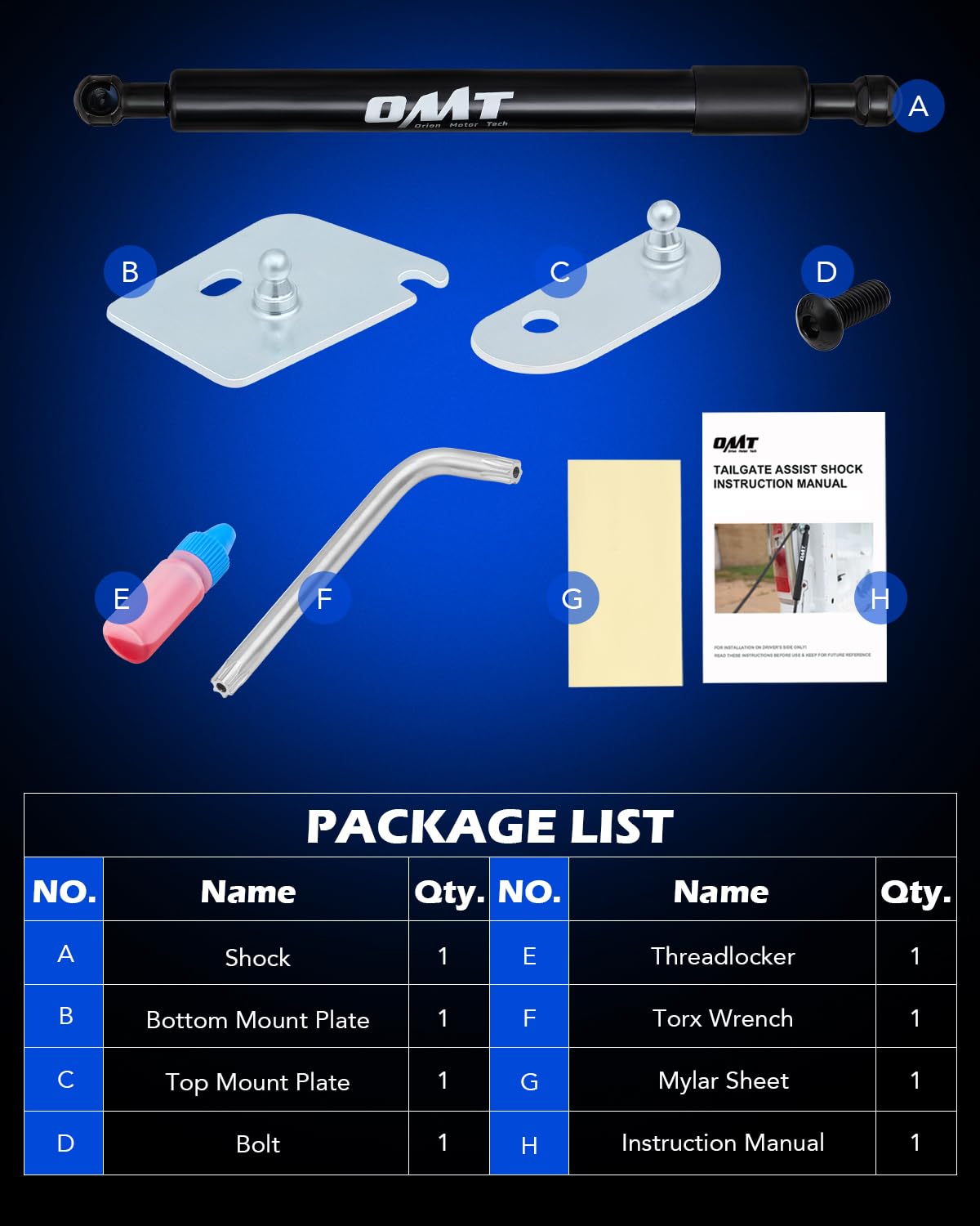 Orion Motor Tech Tailgate Assist for 15-23 Ford F150, Silver Lift Shock Accessory, Truck Tailgate Support System