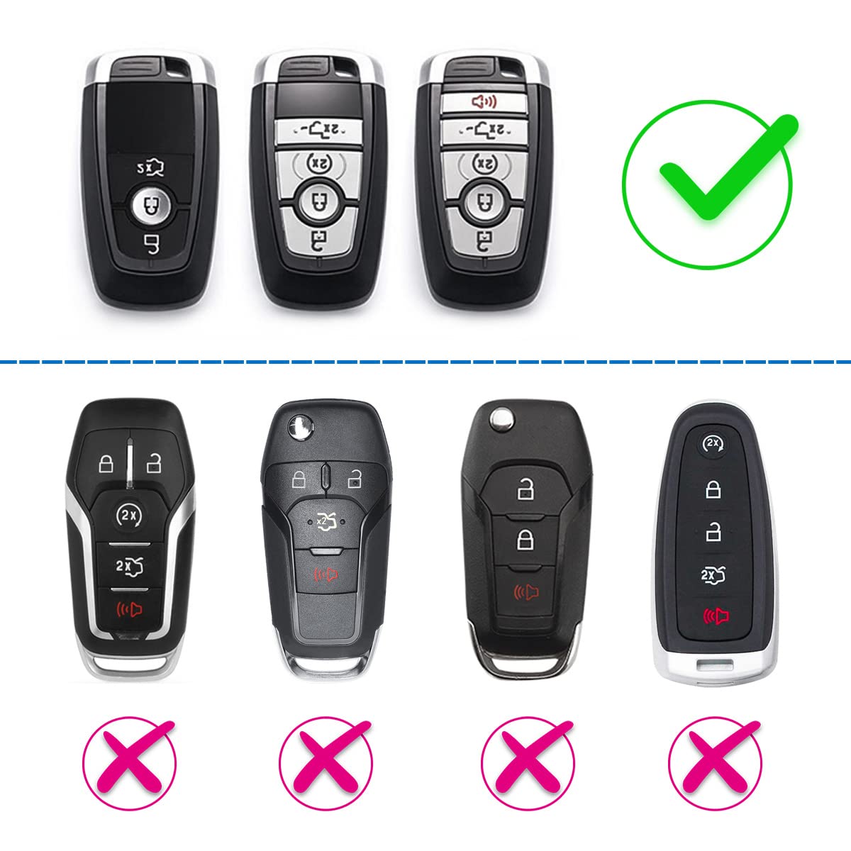 Mihumimo Carbon Fiber Car Key Fob Cover Case Chain Compatible With Ford F-150 Raptor Explorer Escape Fusion Bronco Sport Edge Li