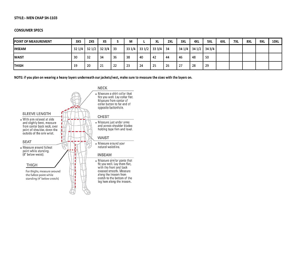 Milwaukee Leather Sh1103 Men'S Black Leather Slash Pocket Chaps With Snap Out Liner - 6X-Large