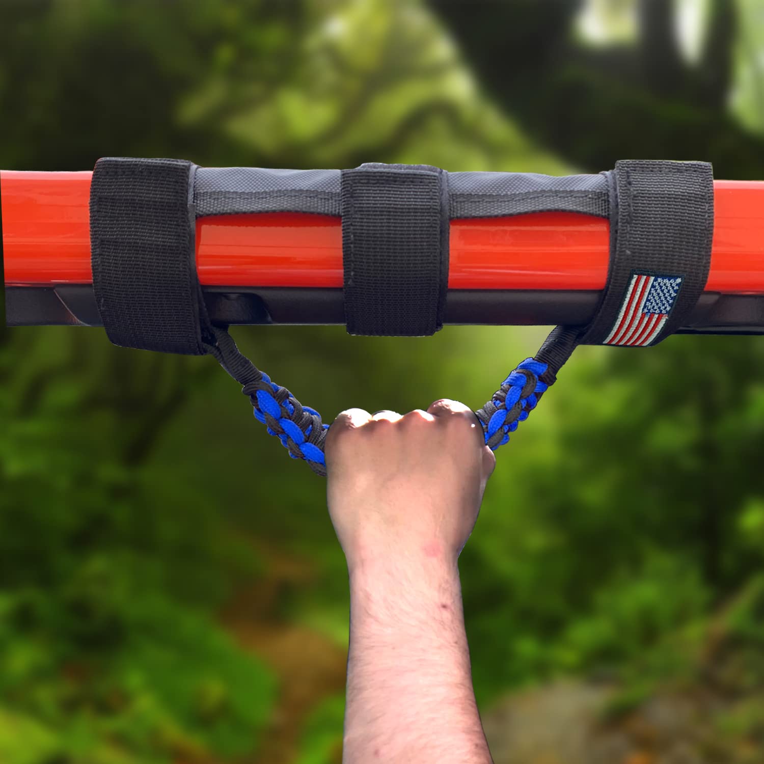 Kohuipu Roll Bar Grab Handles With Us Flag, Paracord Grip Handle For Jeep Wrangler Jk Jku Jl Jlu Tj Cj Yj & Gladiator Jt, Blue