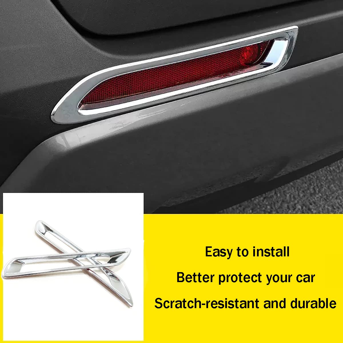 KELEIMAI Car Accessories Fit For Toyota RAV4 2019-2022 2023 2024 Exterior Rear Bumper Reflector Fog Lights Cover Trim (Glossy Ch