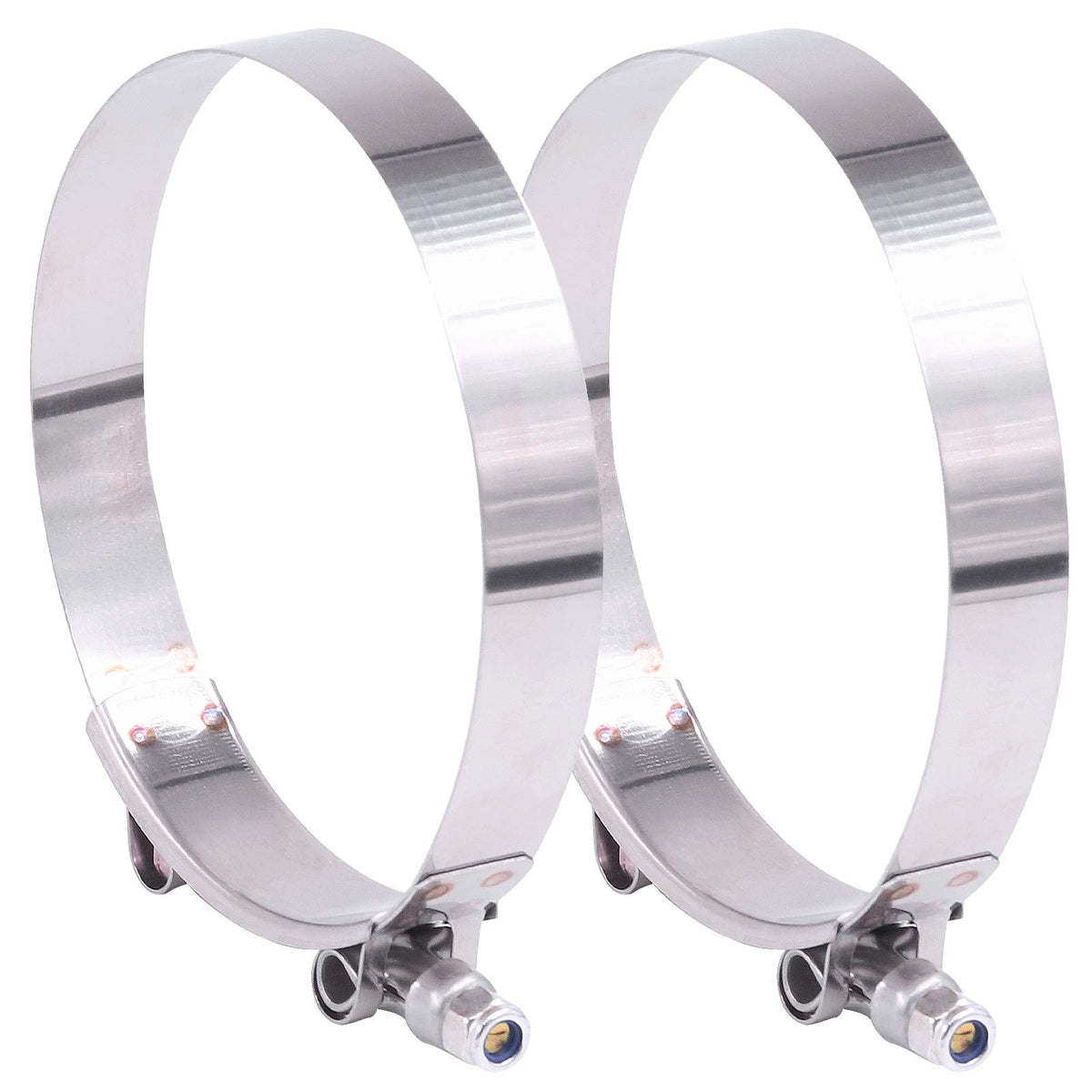 Hilitchi 2Pcs Stainless Steel T-Bolt Clamps With Rounded Band Edges Heavy Duty Turbo Intake Intercooler Clamp (108-116Mm) For 4I
