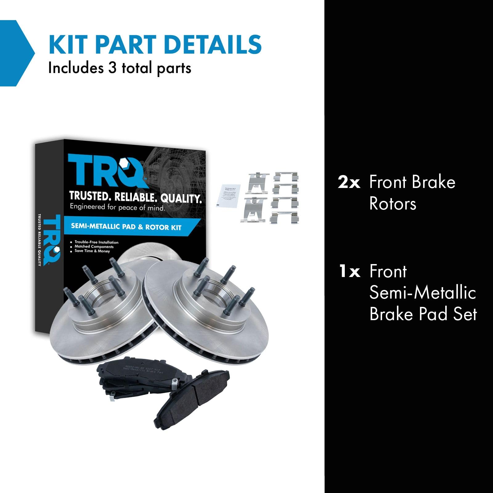 Trq Front Brake Pad & Rotor Kit Brake Pads Brake Rotor Semi-Metallic Compatible With 1995-1997 Ford Ranger 1995-1996 Mazda B3000