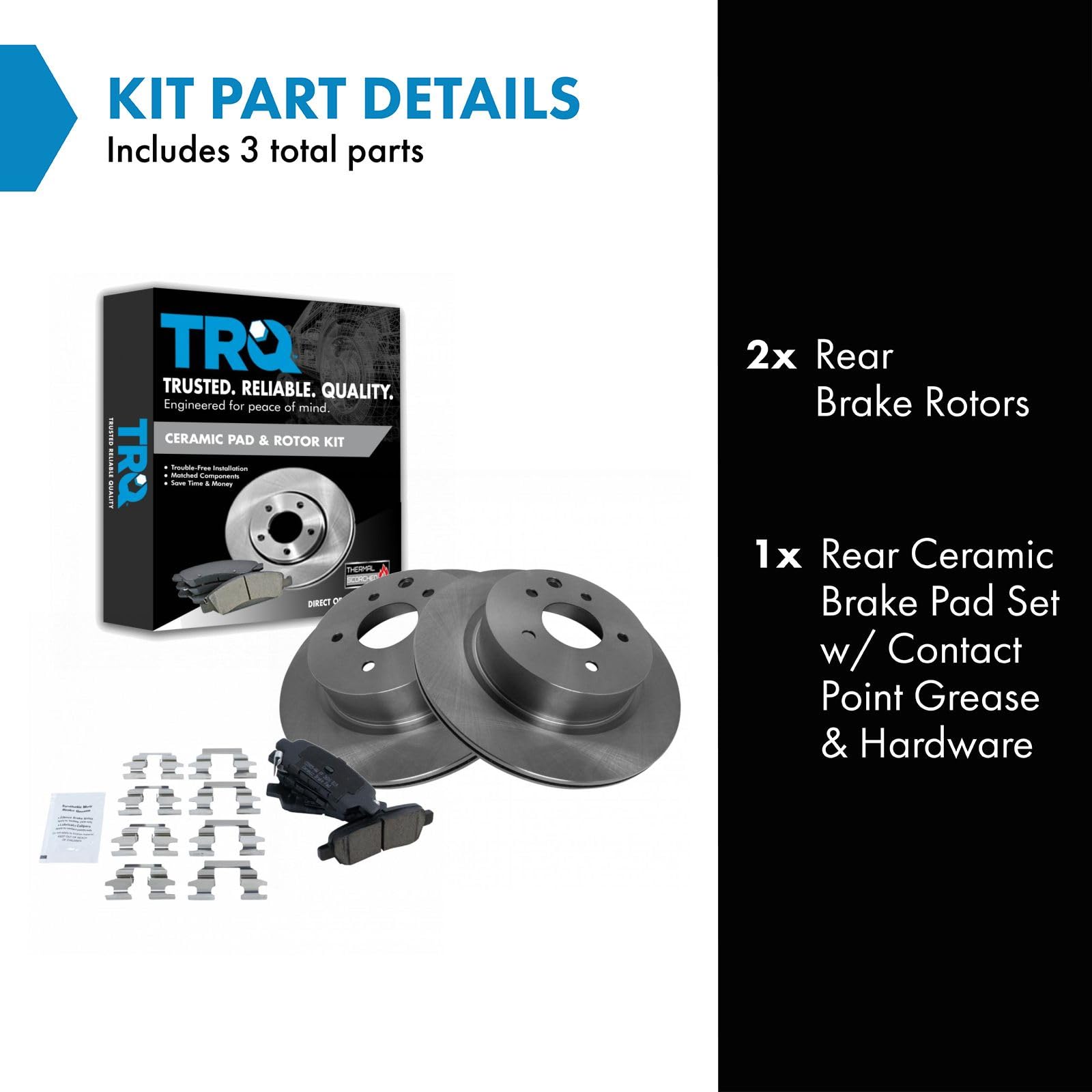 TRQ Rear Brake Pad & Rotor Kit Brake Pads Brake Rotor Ceramic Compatible with 2009-2023 Nissan Maxima