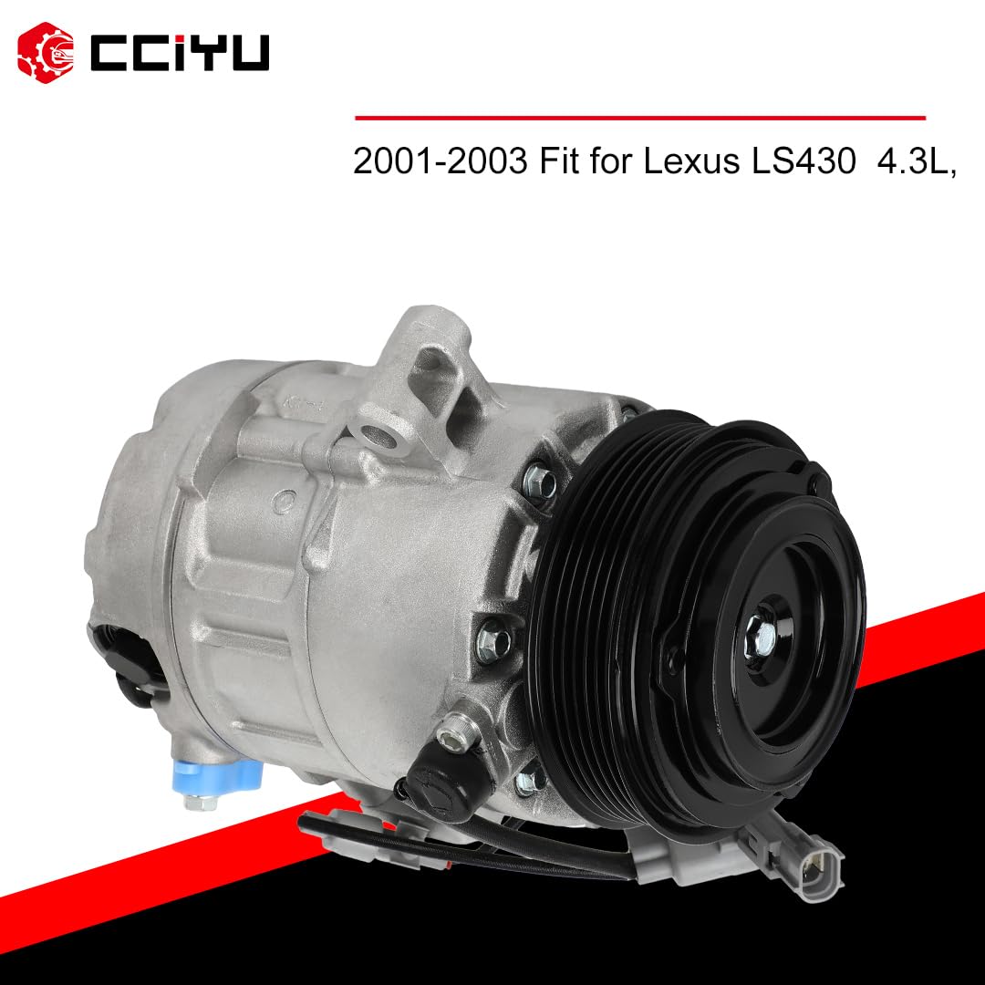 CCIYU A/C Compressor with Clutch A/C Air Compressor for Car 2001-2003 for Lexus LS430 4.3L Air Conditioning Compressor for 88320