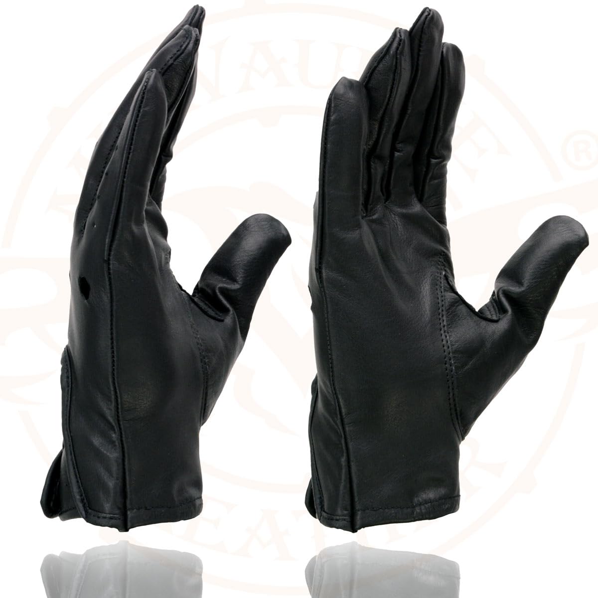 Milwaukee Leather SH729 Men's Black Perforated Leather Full Finger Motorcycle Hand Gloves W/Breathable Open Knuckle - Small