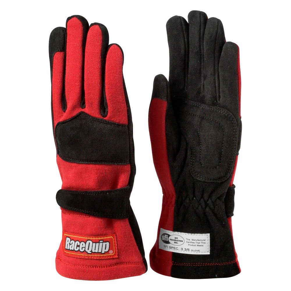 Racequip Race Gloves 355 Series 2 Layer Nomex Sfi 3.3/5 Certified Red Large 355015