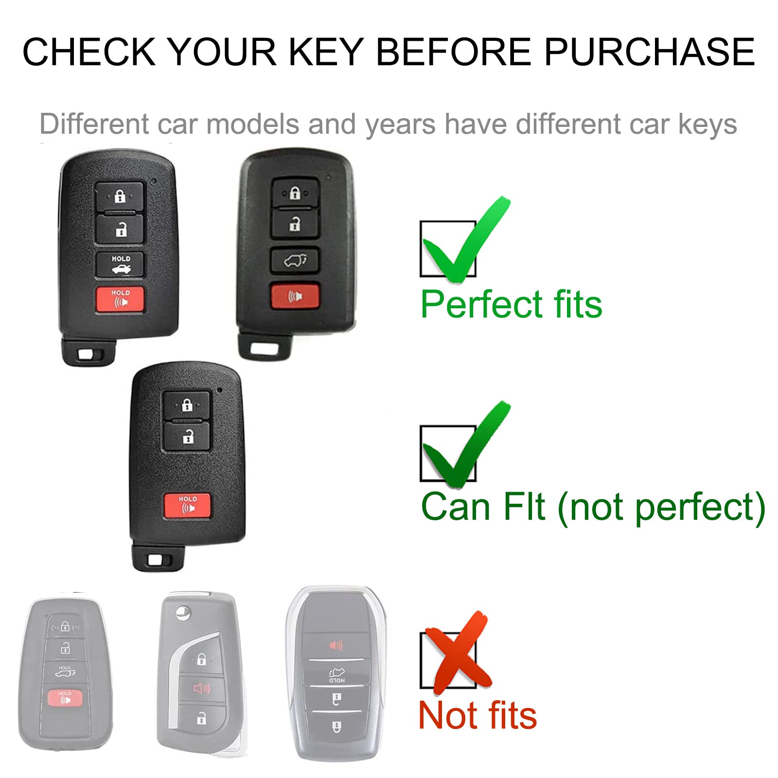 Cacarlike For Toyota Key Fob Cover With Leather Lanyard, Car Key Fob Case Compatible With Toyota Camry Avalon Corolla Highlander