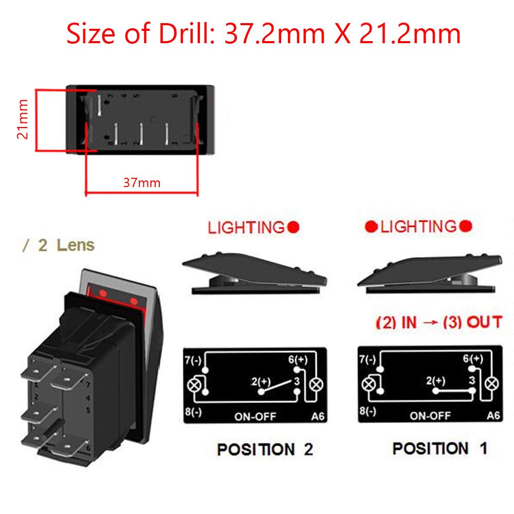 Esupport Car Motor 12V 20A Light Button Rocker Toggle Switch Momentary Blue Led Horn Light Speaker 5Pin