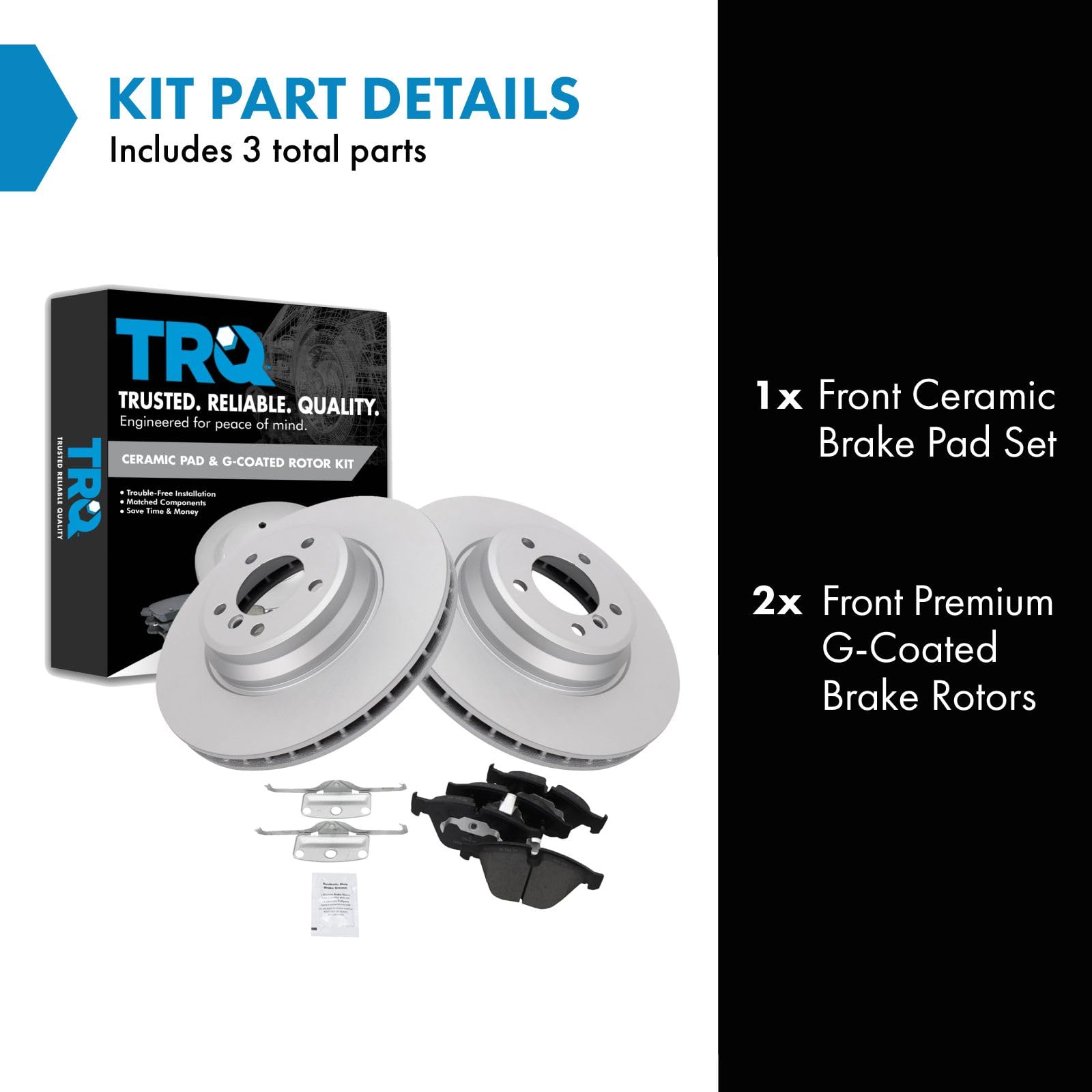 Trq Front Brake Pad & Rotor Kit Brake Pads Brake Rotor Ceramic Premium G-Coated Compatible With 2009-2011 Bmw 335D 2007-2013 335