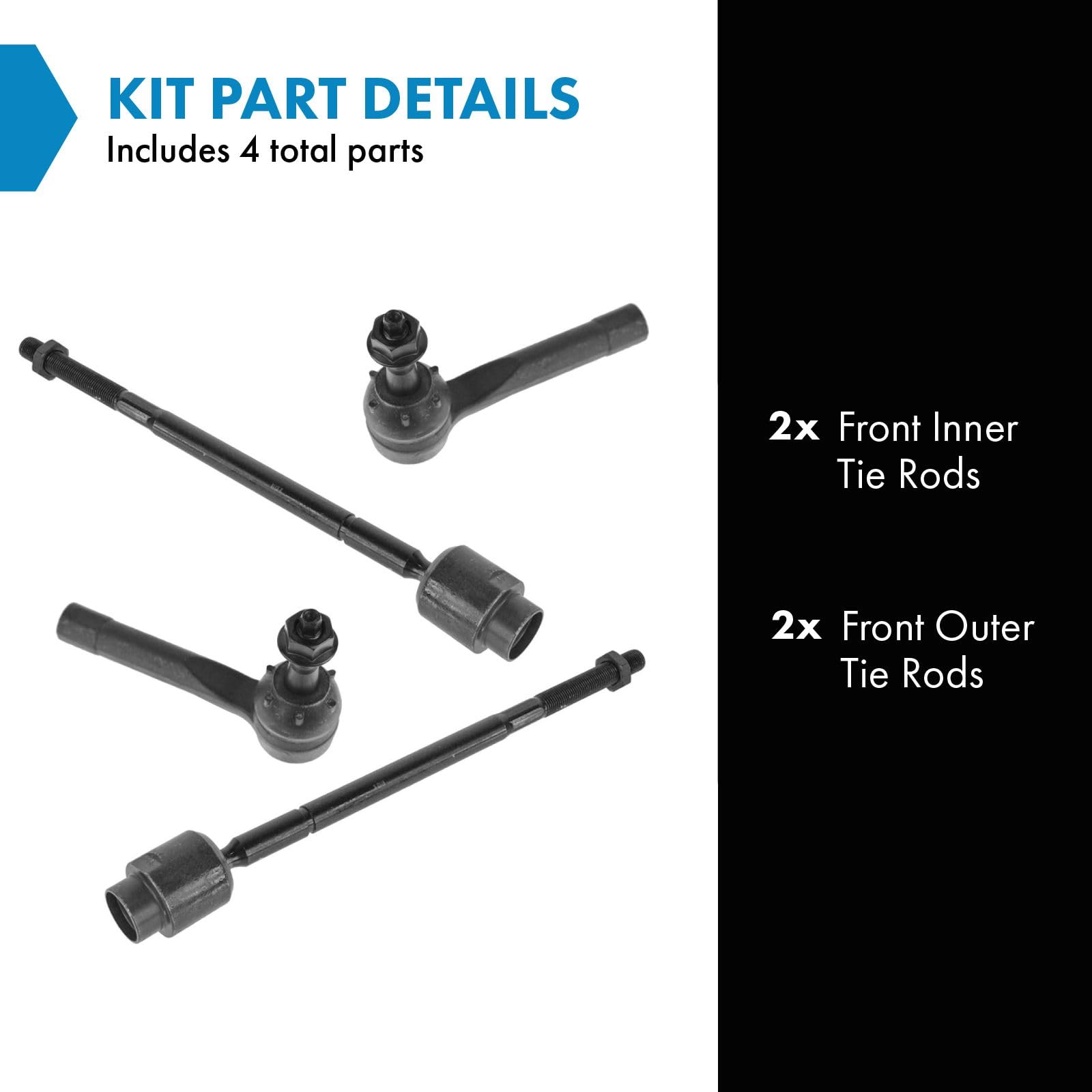 Trq Front Tie Rod Set Compatible With 2004-2013 Chevrolet Impala 2014-2016 Impala Limited 2004-2007 Monte Carlo 1997-2003 Pontia