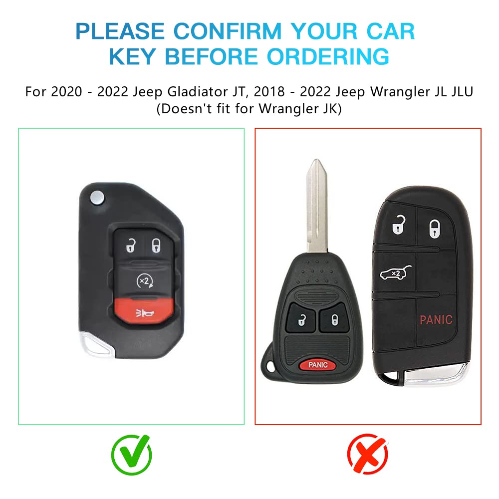 1797 Key Fob Cover For Jeep Wrangler Jl Jlu Gladiator Jt Accessories 2018 - 2022 Car Remote Key Case Shell 4 Button White Silver Tpu