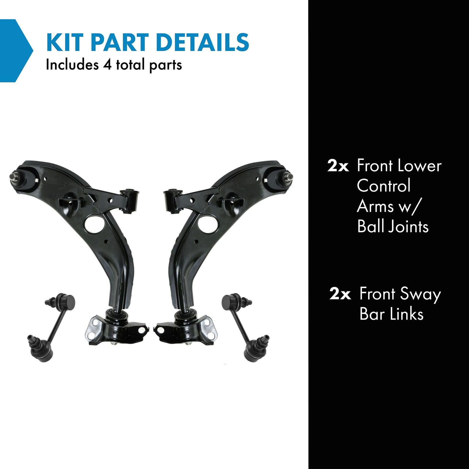 Trq Front Suspension Kit Control Arm With Ball Joint Sway Bar Stabilizer Link Compatible With 1998-2002 Mazda 626