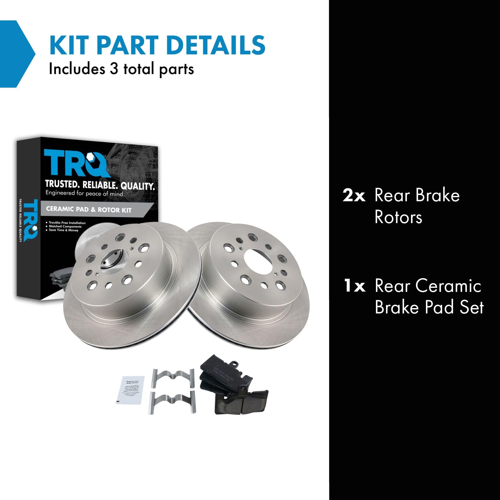 Trq Rear Brake Pad & Rotor Kit Brake Pads Brake Rotor Ceramic Compatible With 2001-2006 Lexus Ls430