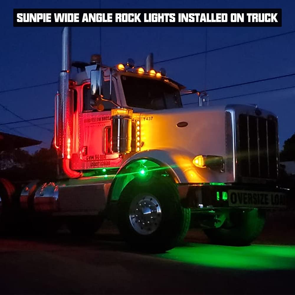 Sunpie 12 Pods Upgraded 210 Degrees Wide Angle Rgbw Rock Lights App Voice Mode Music Mode Automatic Control Neon Light Kit Wheel