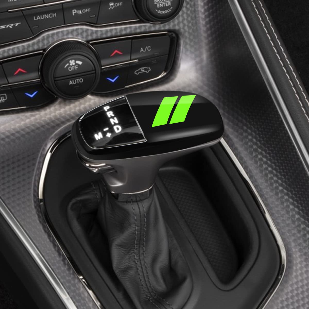 Auovo Gear Shift Knob Trim For Charger Accessories Challenger 2015-2023 / Durango 2016-2024 (Black-Green)
