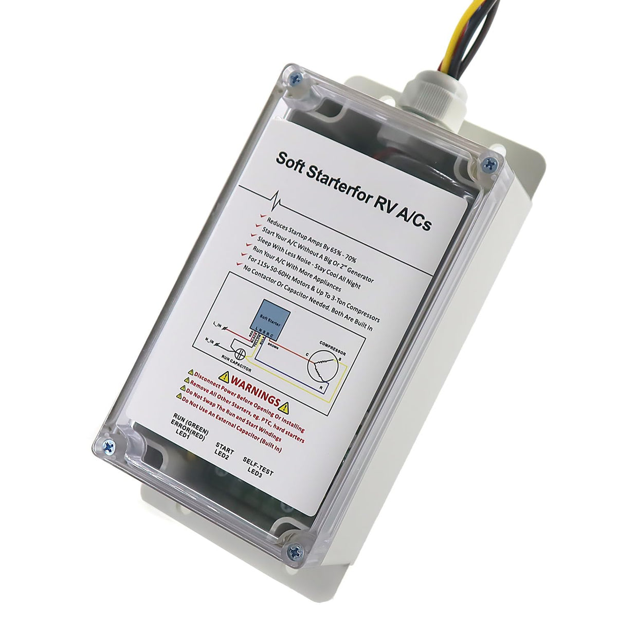 RJSPHH Soft Start for RV Air Conditioning Auxiliary Starter, RV A/C Smart Control Kit Enables Easy Start an A/C & Appliances on 