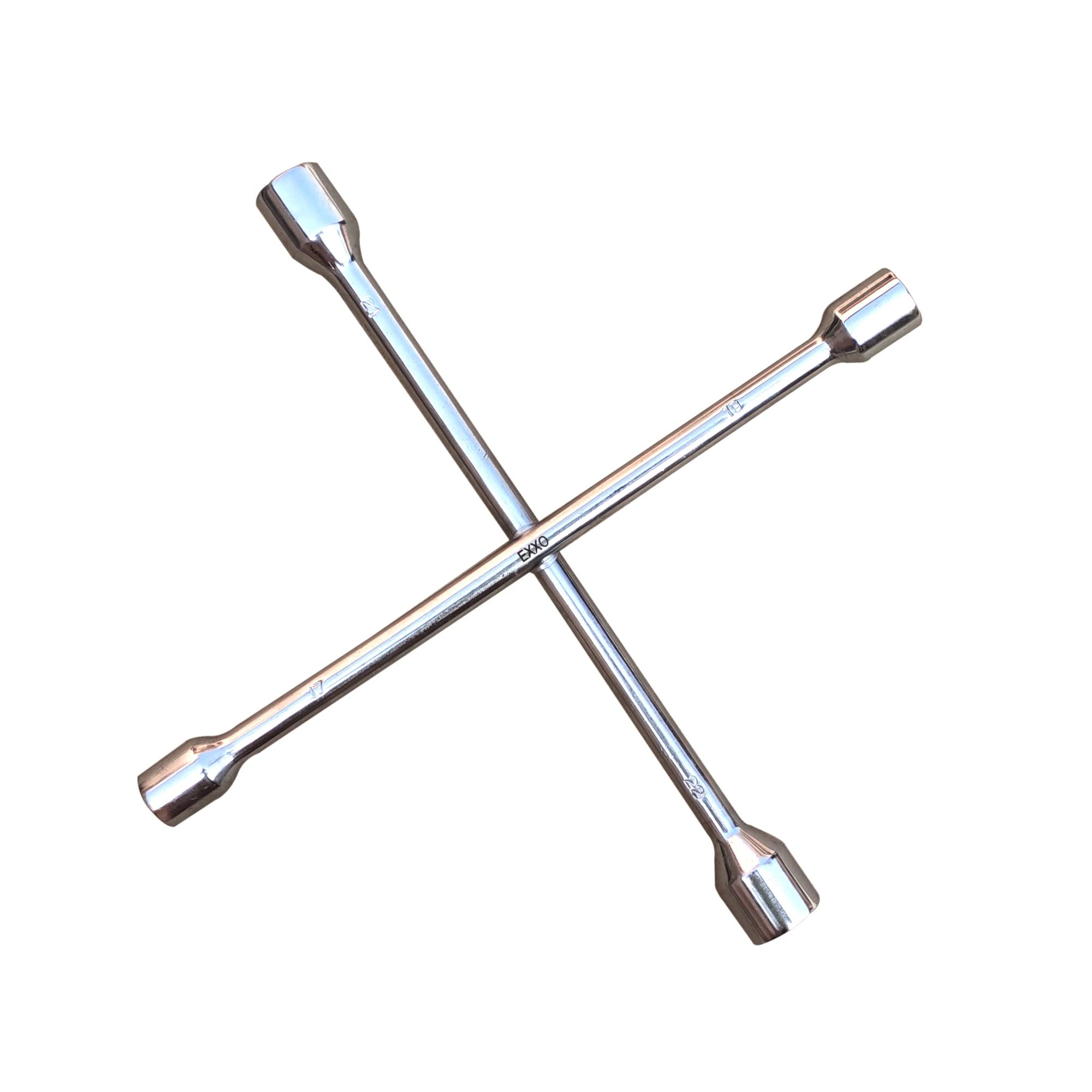EXXO Tools Universal Heavy Duty 4 Way Lug Wrench Crosswrench Spare Tire Iron Wheel Nut Spanner Car Jack Ratchet Wrench Lug Tool 