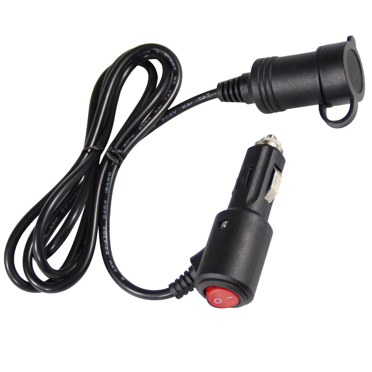 5Ft Cigarette Lighter Extension Cord With On Off Switch - Car Cigarette Lighter Male Plug To Female Socket 18Awg Heavy Duty Exte