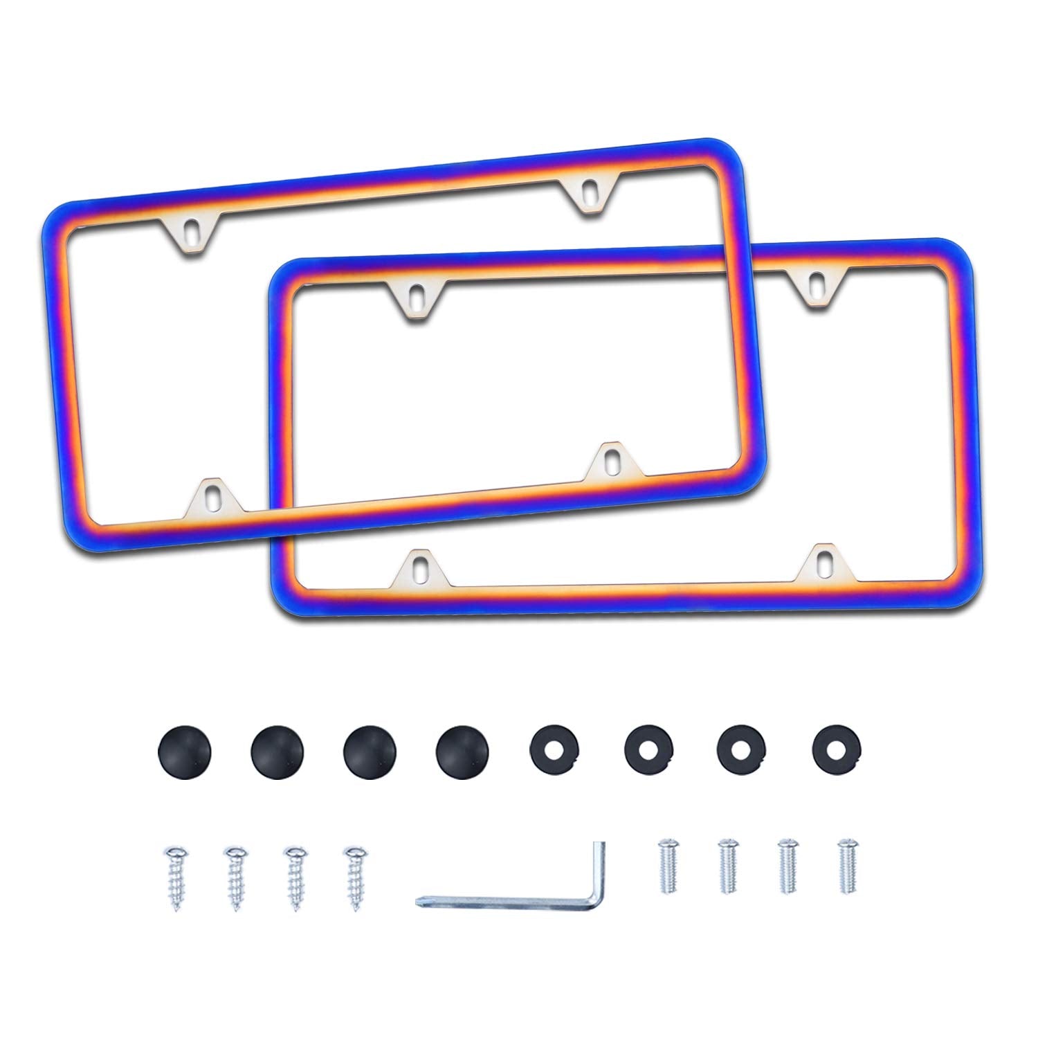 Livtee Motorcycle License Plate Frames, 2 Pcs Car Licence Frame Parts, 4 Holes Stainless Steel With Slim Design For Us Auto Powe