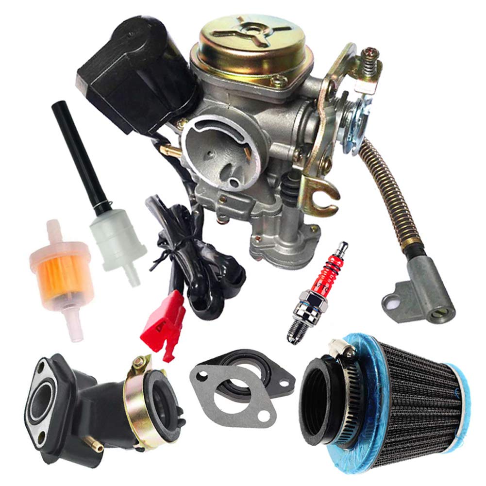 Gy6 50Cc 49Cc Carburetor With Electric Choke For 4 Stroke Scooter Moped 139Qma 139Qmb Taotao Engine Pd18J Carb With Intake Manif