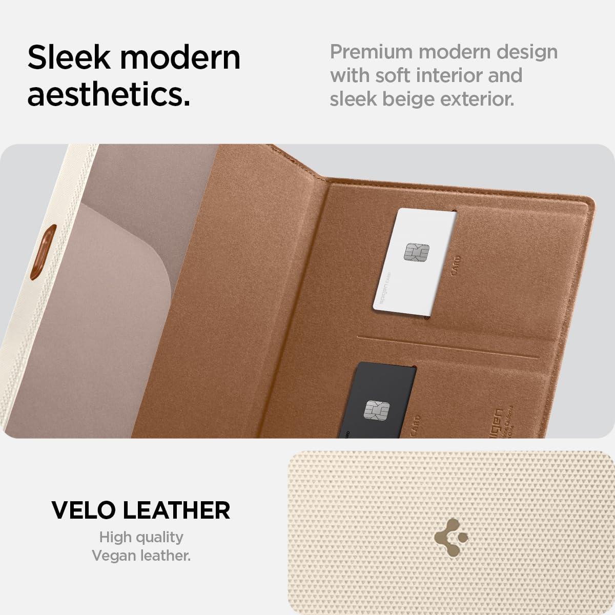 Spigen Car Registration And Insurance Card Holder Premium Velo Vegan Leather Designed For New Tesla Model Y 2025 Refresh 3/Y/S/X