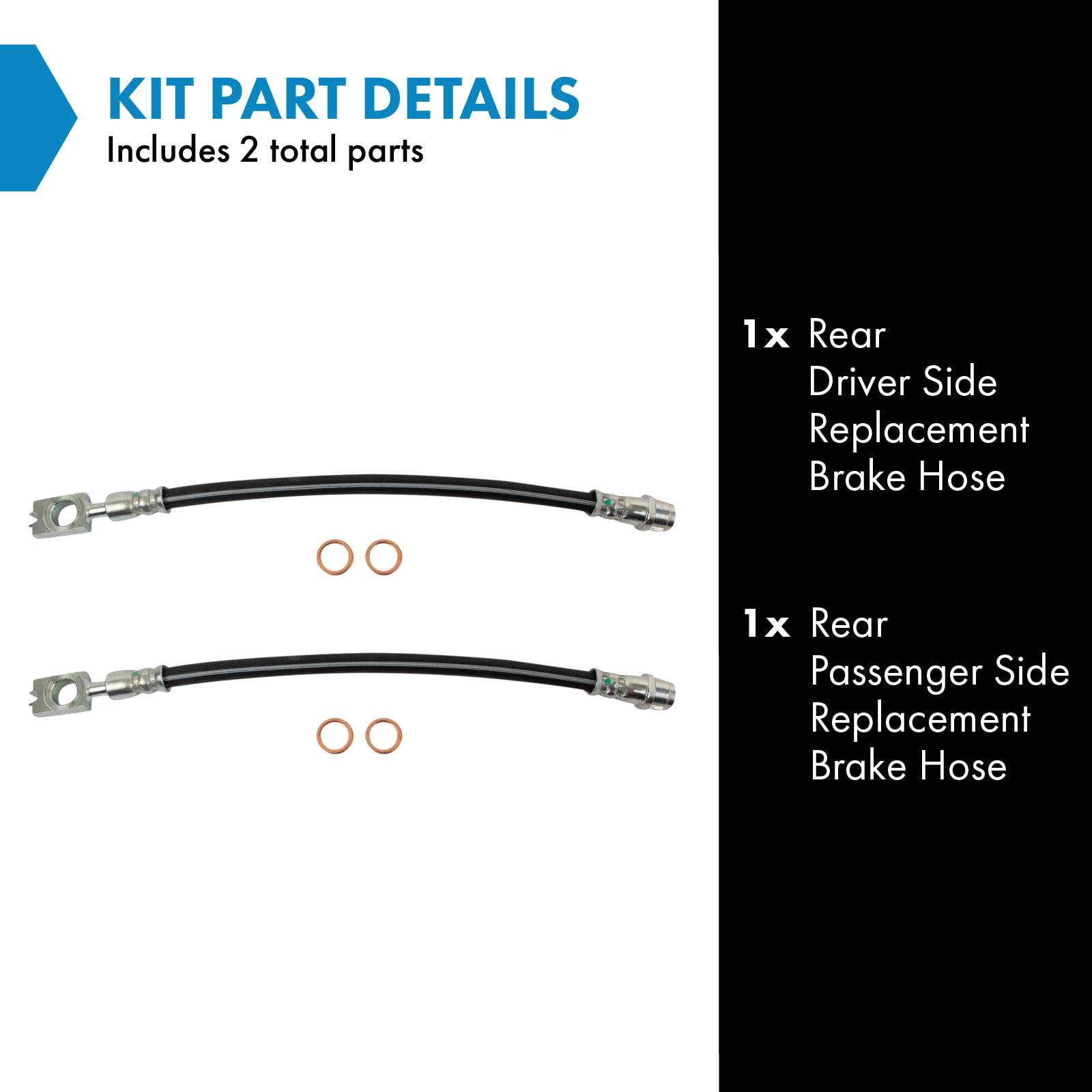 Trq Rear Brake Hose Set Compatible With 2002-2009 Audi A4 A4 Quattro 2004-2009 S4