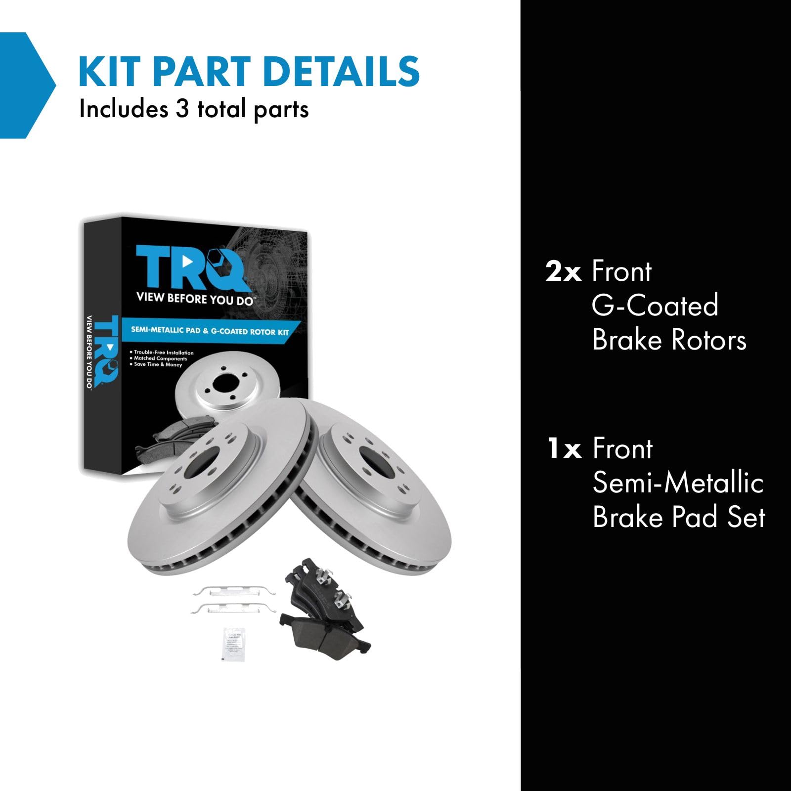 Trq Front Brake Pad & Rotor Kit Brake Pads Brake Rotor Semi-Metallic Premium G-Coated Compatible With 2007-2009 Mercedes-Benz Ml