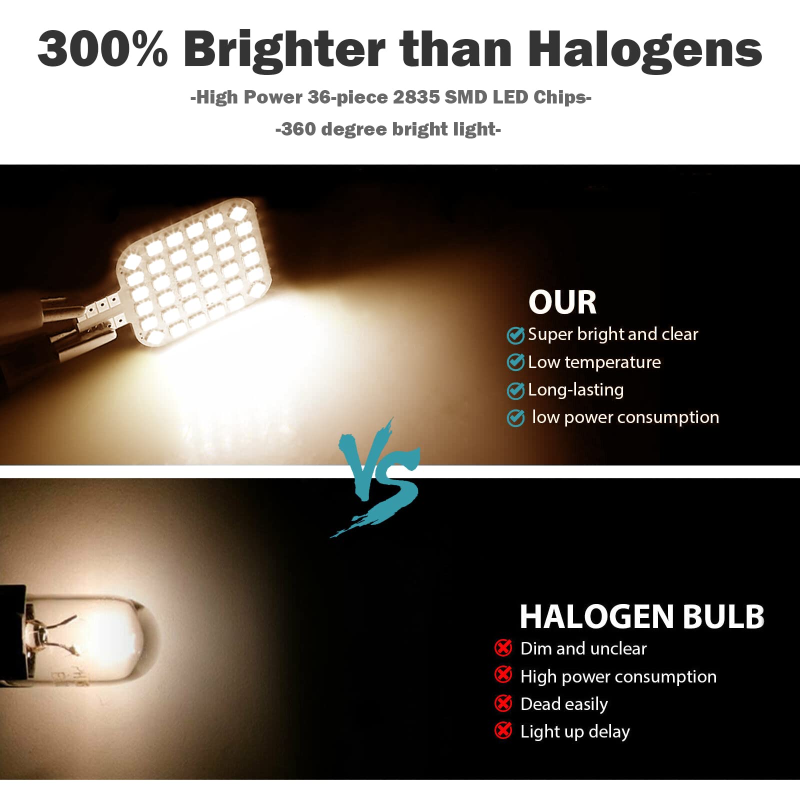 10Pcs T10 921 922 912 194 Rv Interior Led Light Bulbs, Super Bright Led Bulbs Replacement Lighting 36-Smd 2835 3200K Warm White