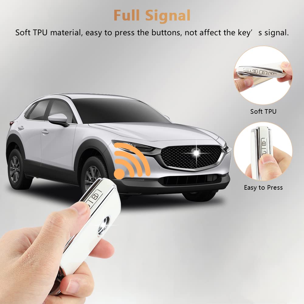 Pifoog Car Key Case For Mazda 3 6 Cx9 Cx5 Cx30 Mx5 Cx50 Accessories Tpu Keys Fob Cover Shell Cute Bling Keychain Landyard Full P