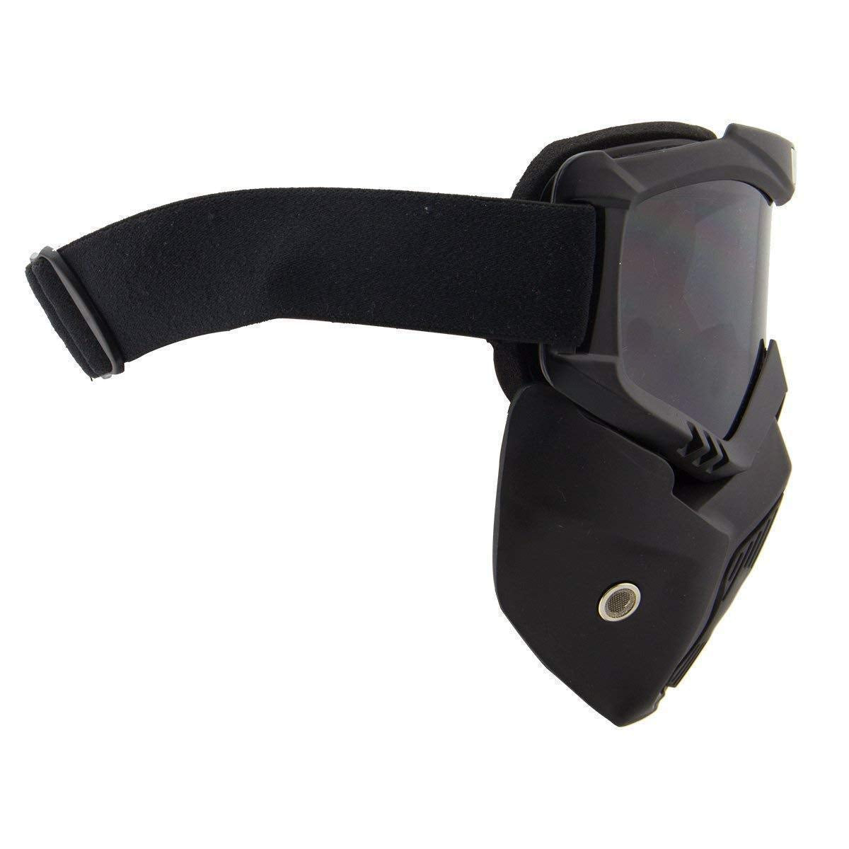 Outlaw 'Nemesis' Motorcycle Face Mask With Detachable Goggles - Black Riding Mask With Uv 400 Lens For Men And Women