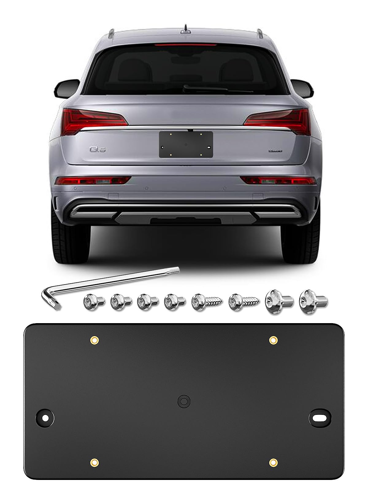 Rear License Plate Bracket For Audi Q3 Q4 e-tron Q4 Sportback e-tron Q5 Q5 Plug-in Hybrid Q5 Sportback SQ5 SQ5 Sportback Q6 e-tr