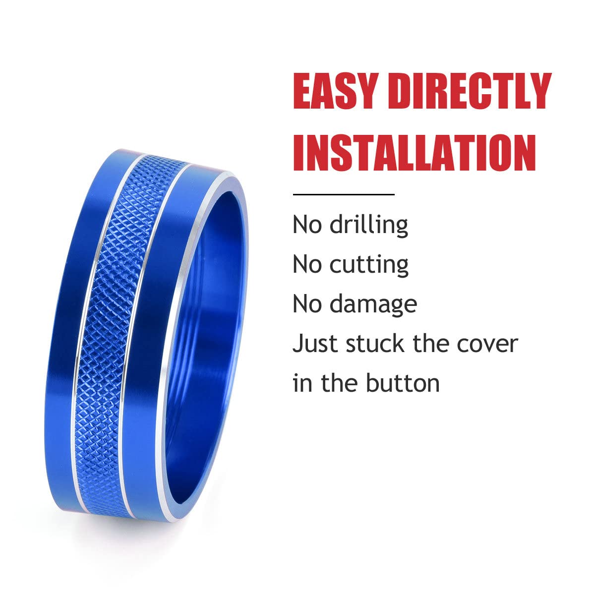 Ebaifun Blue Auto Air Conditioner Ac Climate Control Knob Button Cover Twist Switch Decal Trim Aluminum Ring Accessories Compati