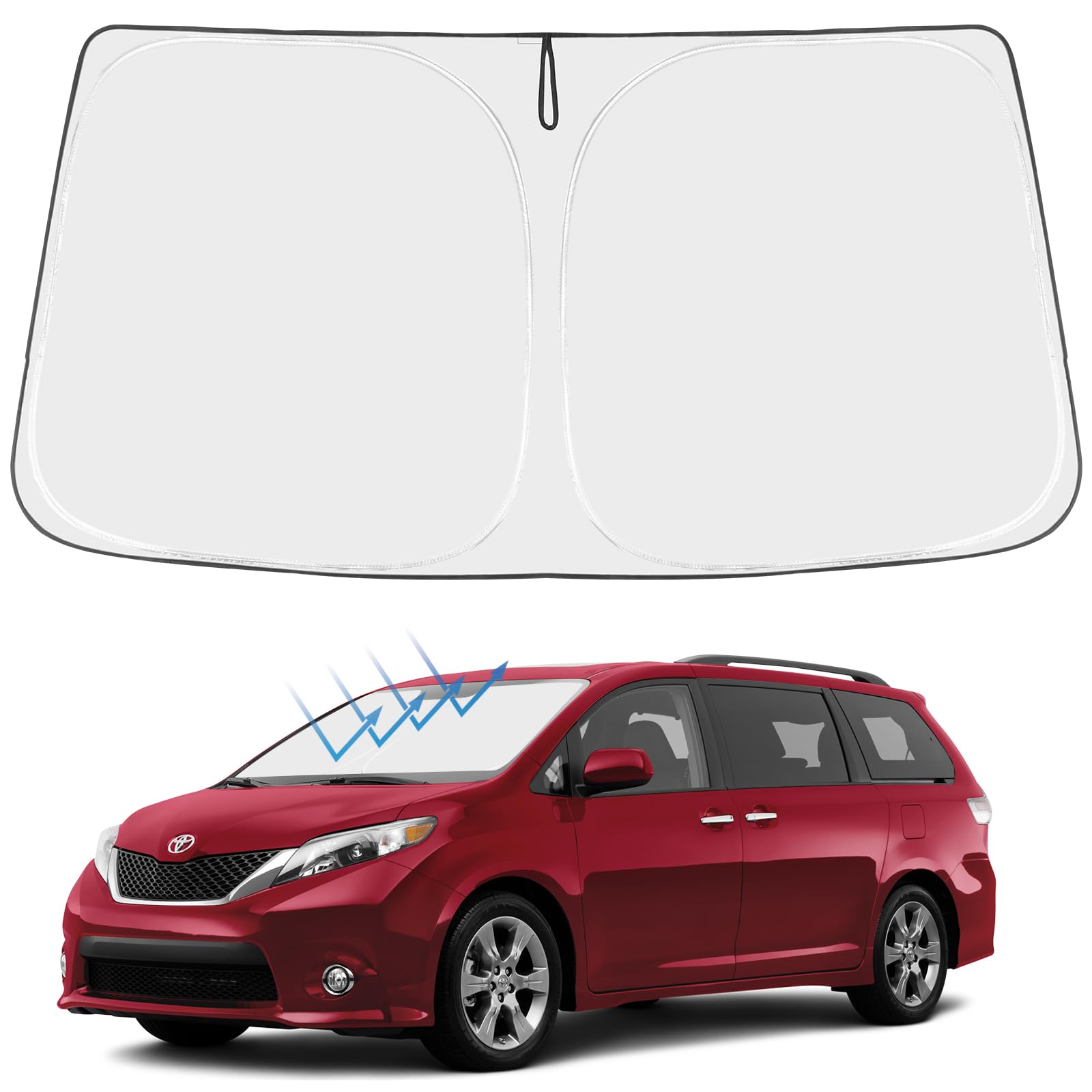 Proadsy Front Windshield Sun Shade Foldable Sunshade Protector Sun Visor Custom Fit 2011-2020 Sienna L Le Se Xle Limited Van Acc