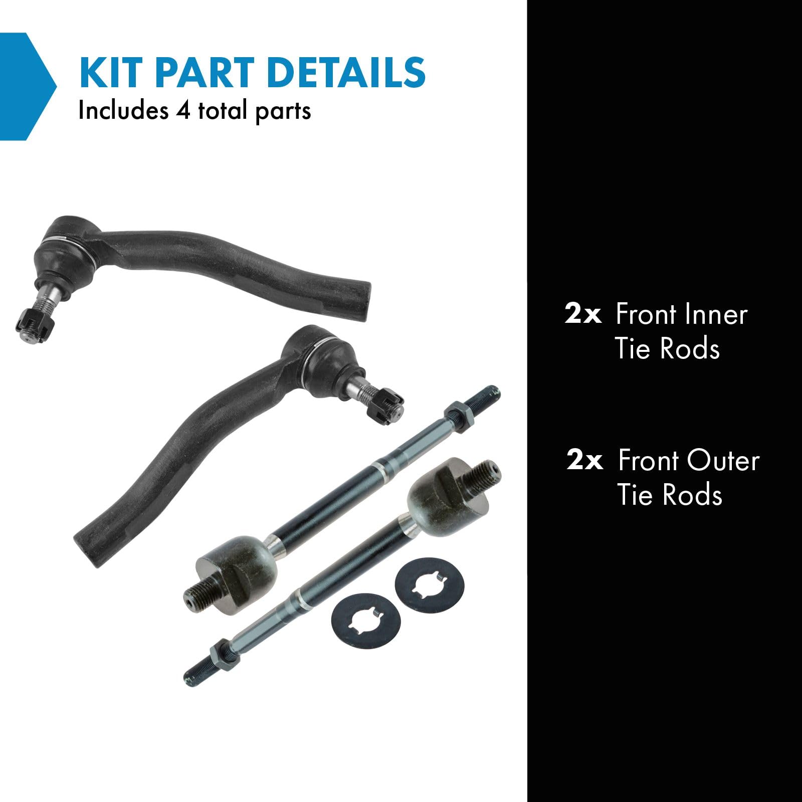 Trq Front Tie Rod Set Compatible With 2000-2005 Toyota Echo