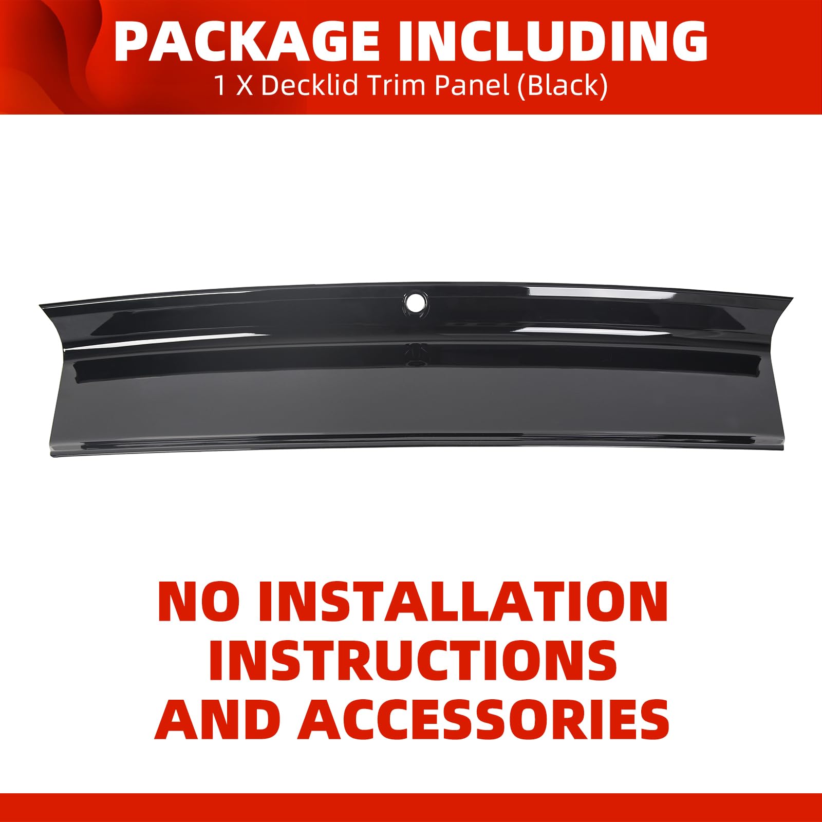 Ecotric Trunk Decklid Trim Panel Compatible With 2015-2023 Ford Mustang Rear Center Trunk Boot Lid Cover Trim - Black