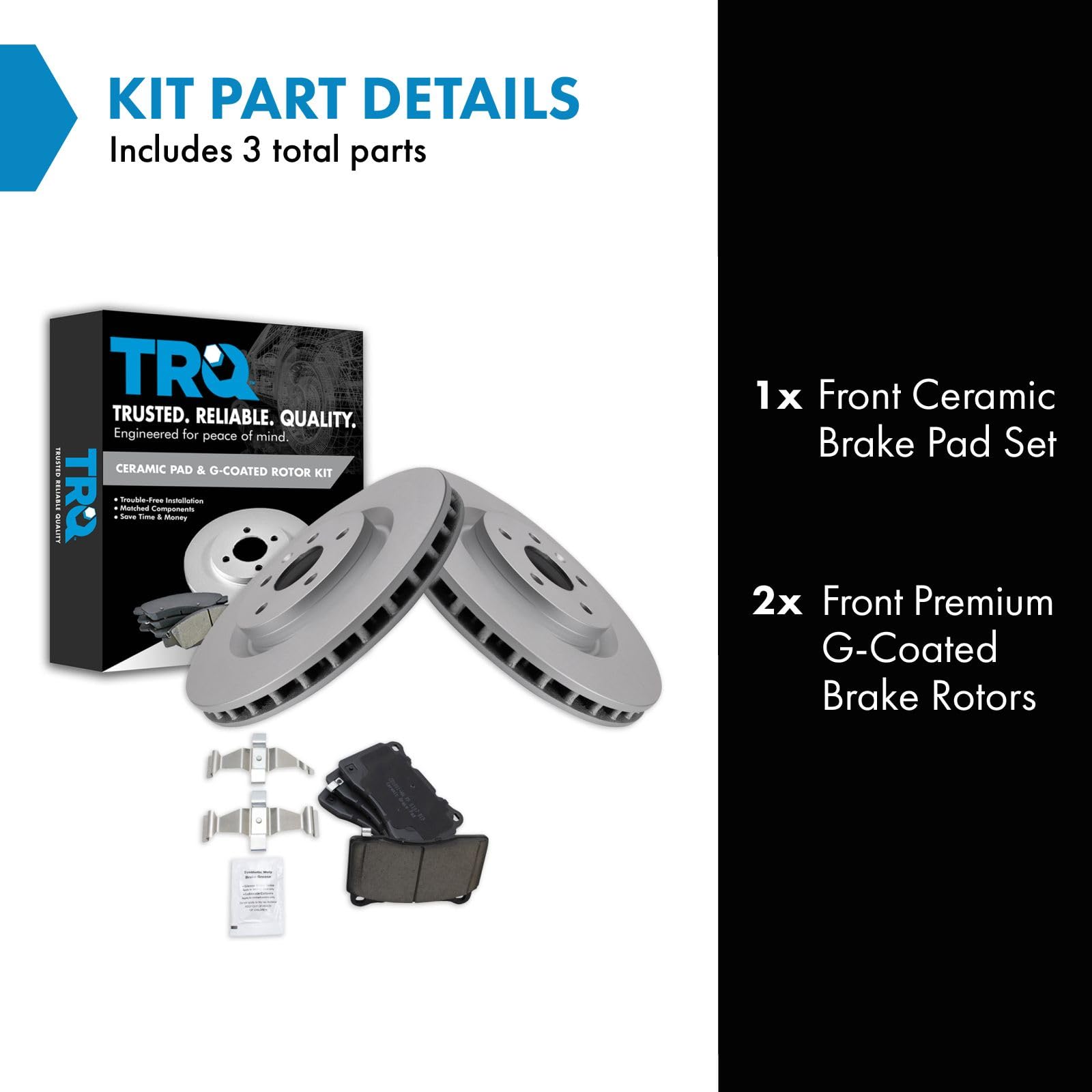 Trq Front Brake Pad & Rotor Kit Brake Pads Brake Rotor Ceramic Premium G-Coated Compatible With 2012-2013 Buick Regal 2009 Ponti
