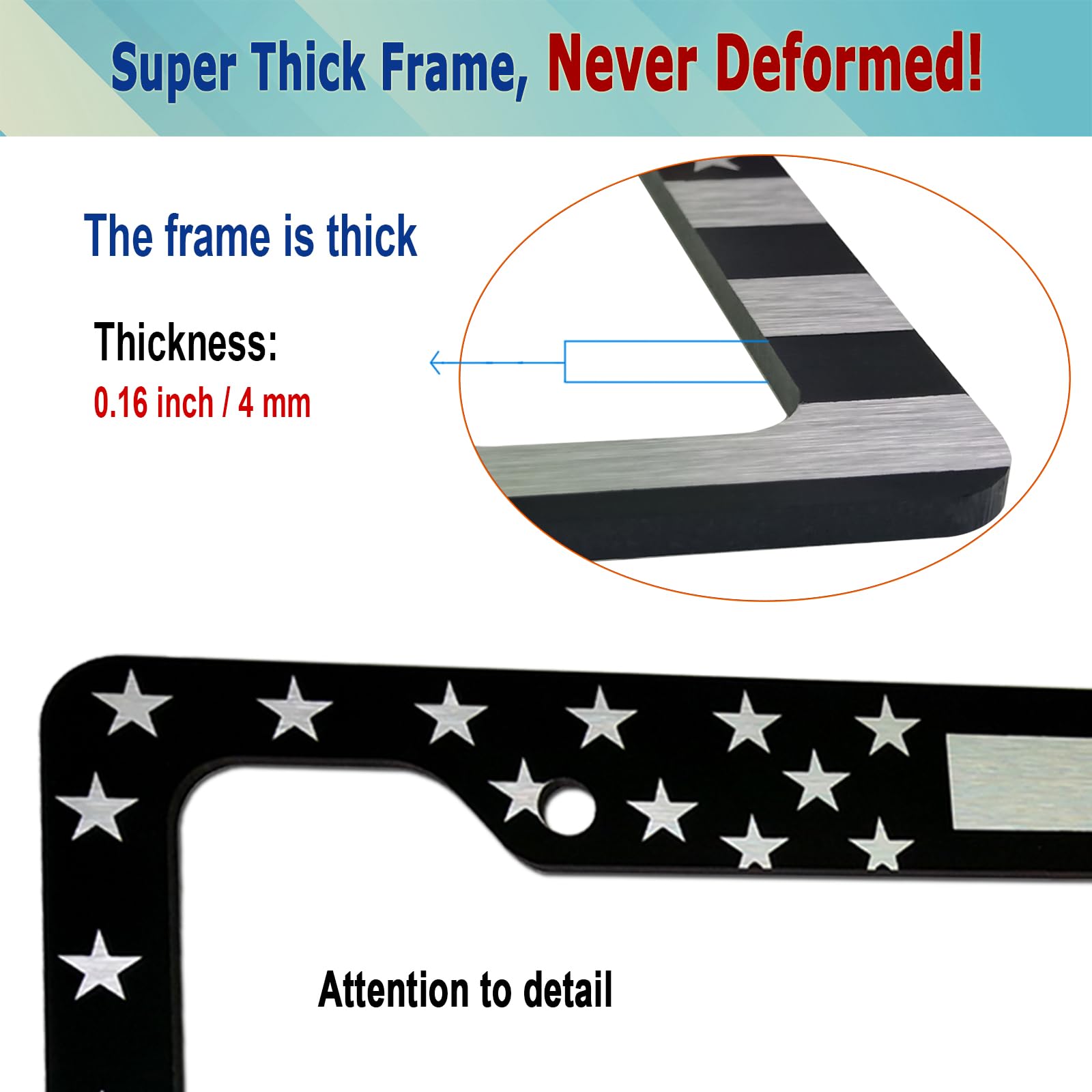 Bggtmo Black American Flag License Plate Frames- 2 Pack Front Rear Patriotic Usa Stars And Stripes Aluminum Car Tag Holder With