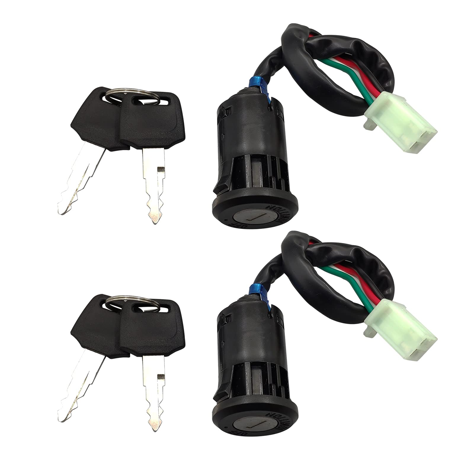 Autqva Ignition Switch For Chinese Atv, Key Ignition For Coolster Taotao Sunl Apollo, Key Switch With 4 Wire Replacement For 50Cc 70Cc 90Cc 110Cc 125Cc Scooters And Dirt Bikes, Pack Of 2Pcs
