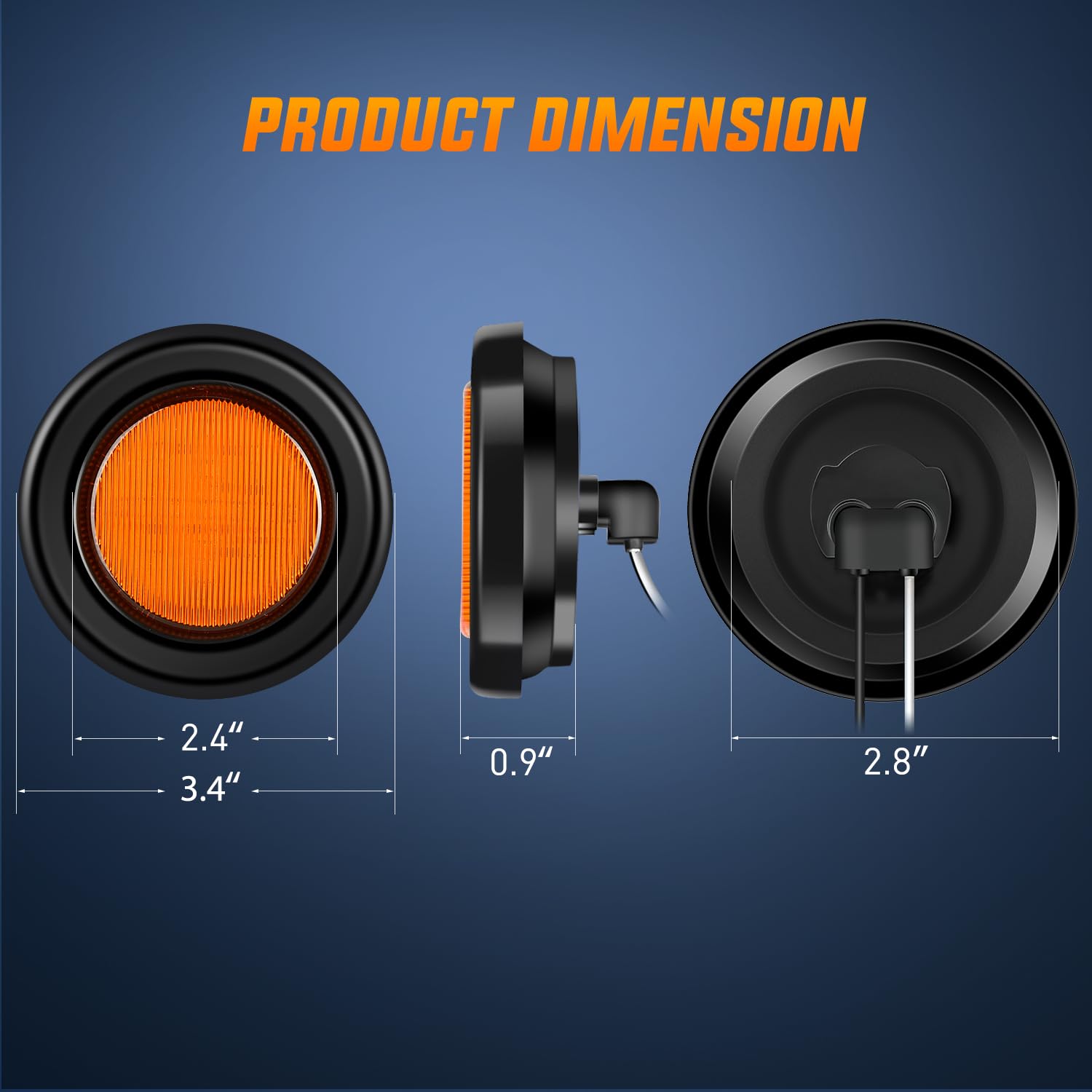 Nilight 2.5Inch Round Marker Light 2Pcs Amber 13Led Clearance Lights Flush Mount With Plug Grommet Pigtail Hardwired Dot Complia