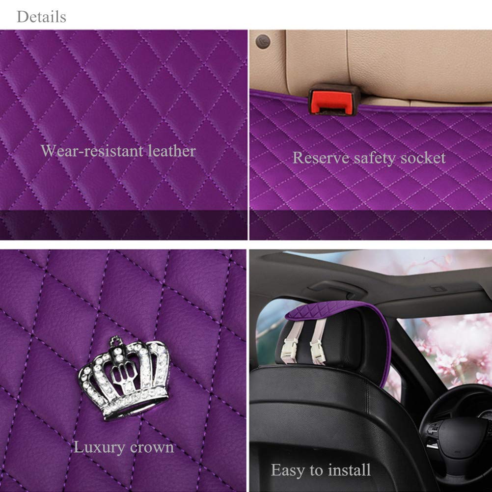 Red Rain Universal Seat Covers for Cars Leather Seat Cover with Crown Purple Car Seat Cover 2/3 Covered 11Pcs Fit Car/Auto/Truck