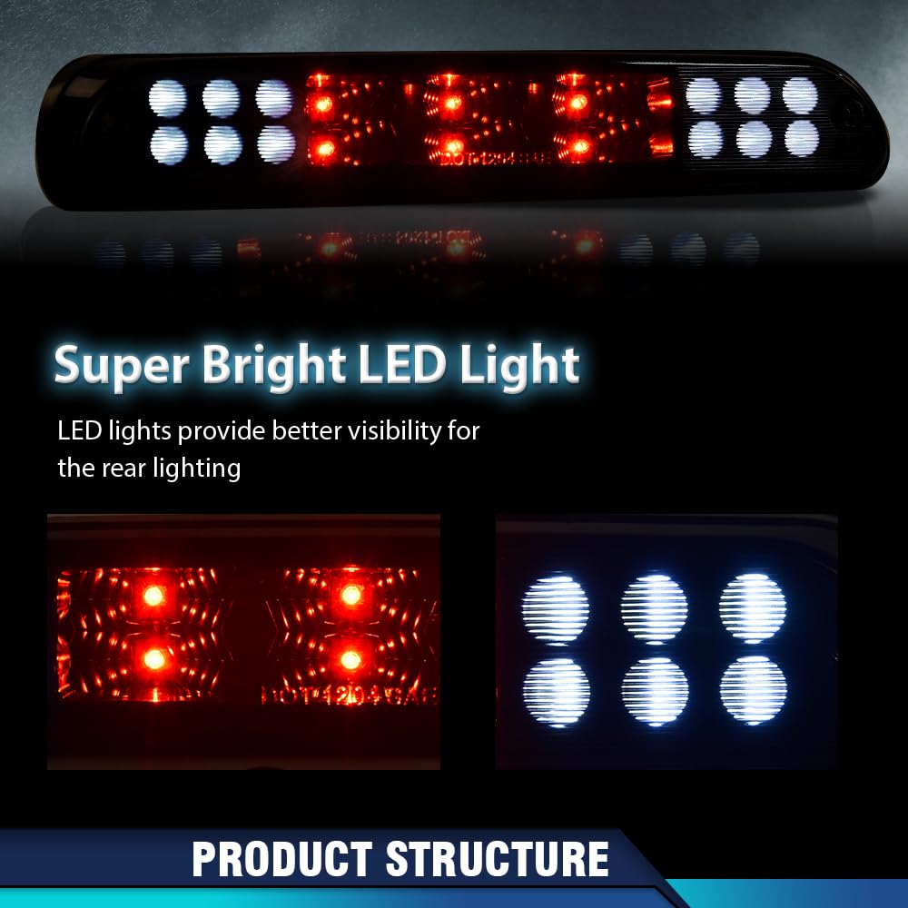 Pit66 Led 3Rd Brake Light Compatible With 1999-2015 Ford F250 F350 F450 F550 Super Duty High Mount Stop Parking Lamps Black Hous