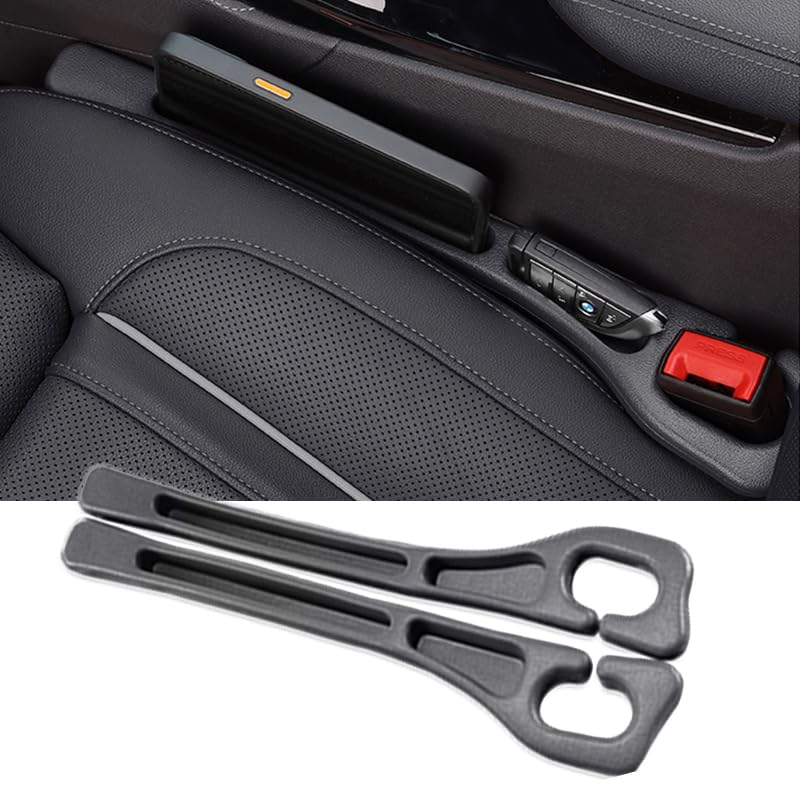 Car Seat Gap Filler Organizer Universal Fit Car Suv Truck Console Side Plug Strip Stopping Phone Key From Falling, Pack Of 2 Bla