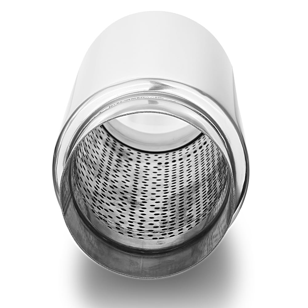 LCGP 4'' Inlet Universal Resonator,4'' Outlet 13.77'' Overall Length Stainless Steel High Performance Muffler, Polished, Pass-Th