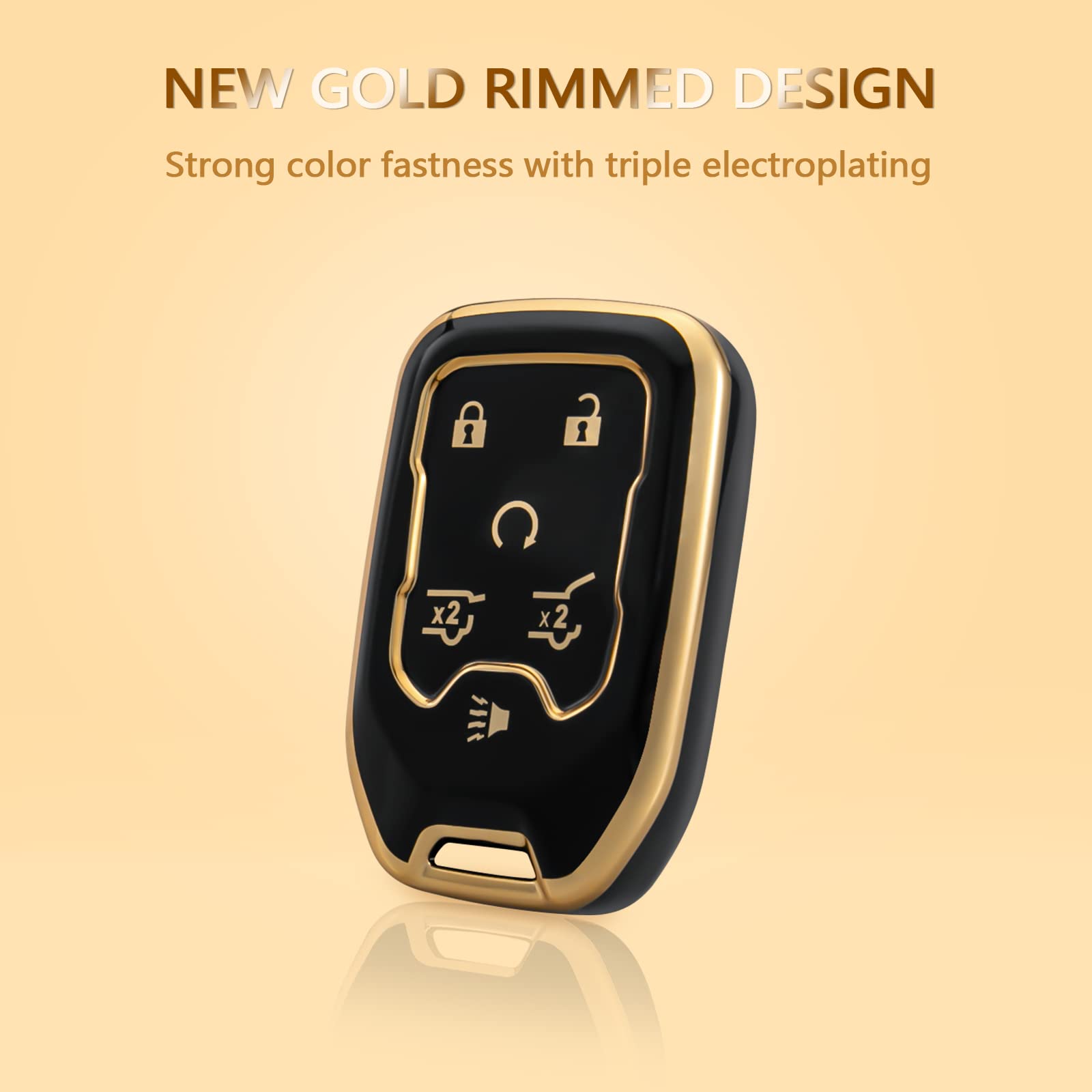 OFFCURVE Key Fob Cover with Keychain for GMC Yukon/Yukon XL Terrain Acadia Sierra Key Fob Case for Chevy Chevrolet Suburban Taho