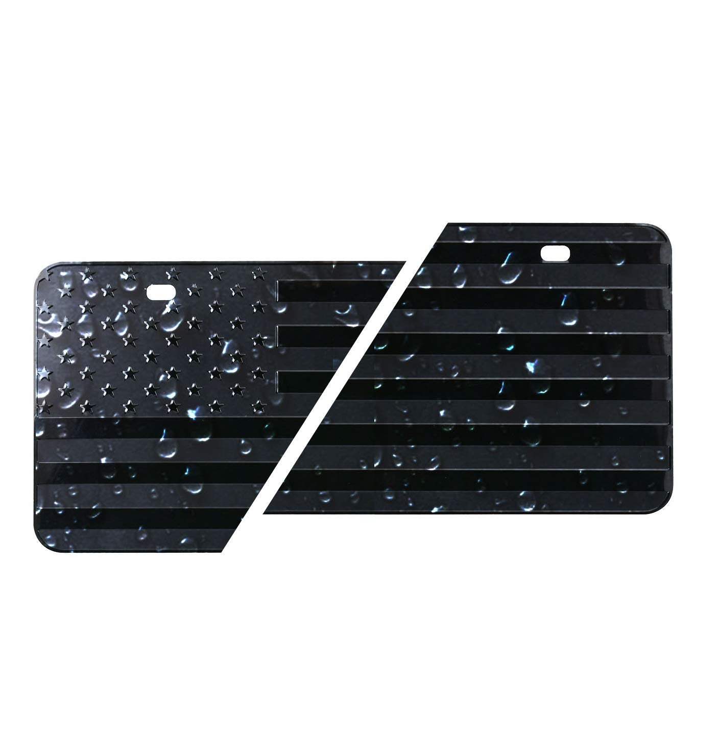 FlyChetah American Front Flag License Plate - Custom Vintage 3D Aluminum Tag, Black, 6x12 inch, Patriotic Embossed Vanity Gift