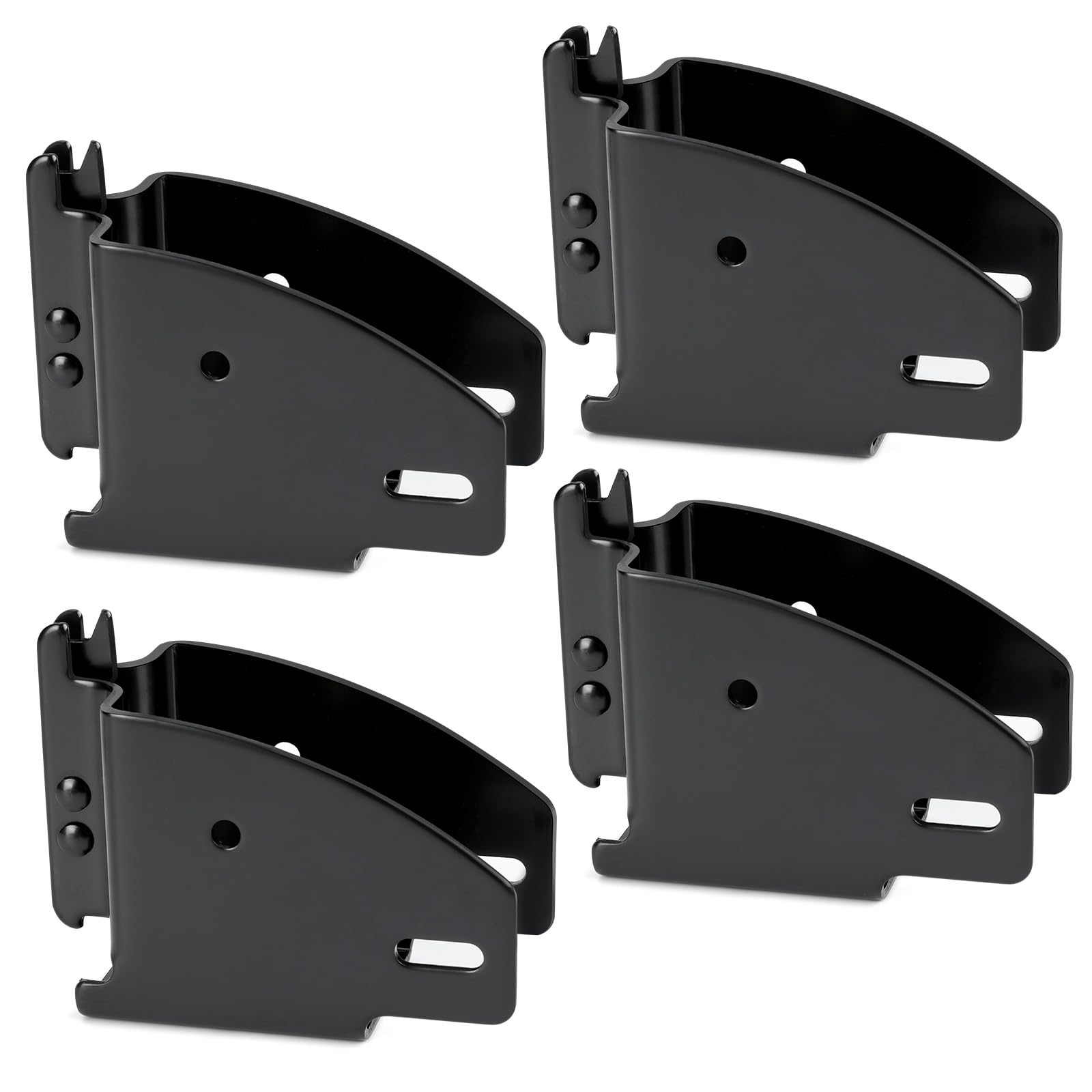 4 Packs E-Track Wood Beam End Socket, E Track Accessories Wood Beam Brackets Fit for 2x4 2x6 in Cargo, Truck, Trailer, Storage Lumber Bracket Tie-Down Systems, Shelf Brackets (Black) -Like New