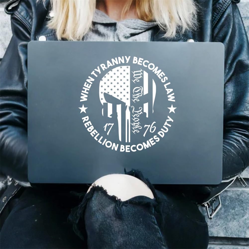 We The People Sticker Decals 1776 Distressed American USA Flag Skull Decal, Patriotic Vinyl Decal for Auto Car Truck SUV Window