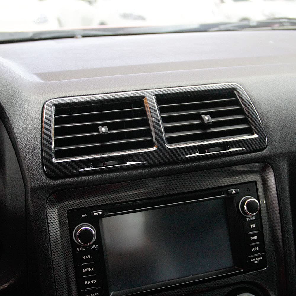 Korlot Carbon Fiber Air Vent Cover Ac Outlet Trim Kit For 2008-2014 Dodge Challenger