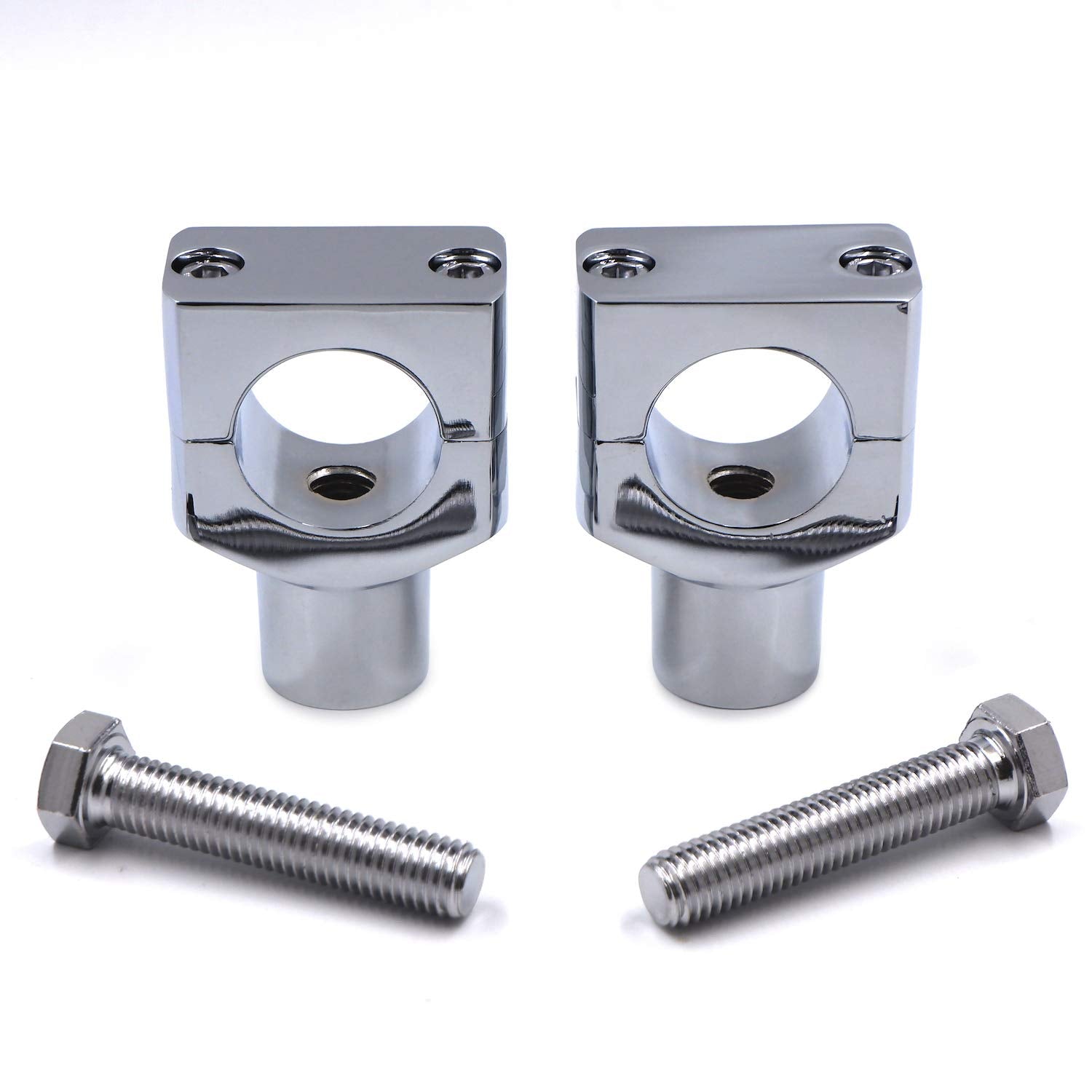 HongK- Chrome 1.25'' Motorcycle 31.25mm Handlebar Riser Clamp Compatible with H-D Cruisers Choppers [P/N: MT030-008-1.25'']